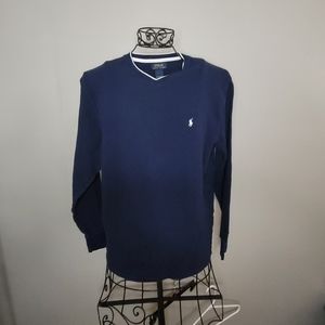 Polo navy blue v-neck thermal material shirt size 2xl